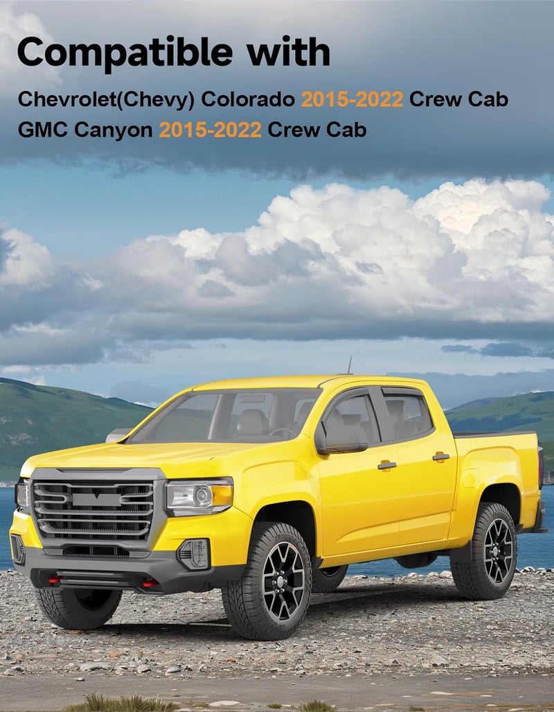 Deejecsun in-Channel Window Rain Guards Fit for Chevy Colorado/GMC Canyon 2015-2022 Crew Cab Extra Durable Window Deflectors Vent Visors Shades Car Accessories Visors Rain Guards -4 pcs - Image 2